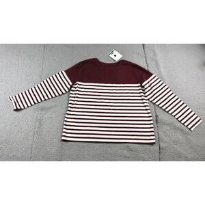New Pact Organic Shirt Large Red Striped Cool Stretch Relaxed Blouse Top Sample